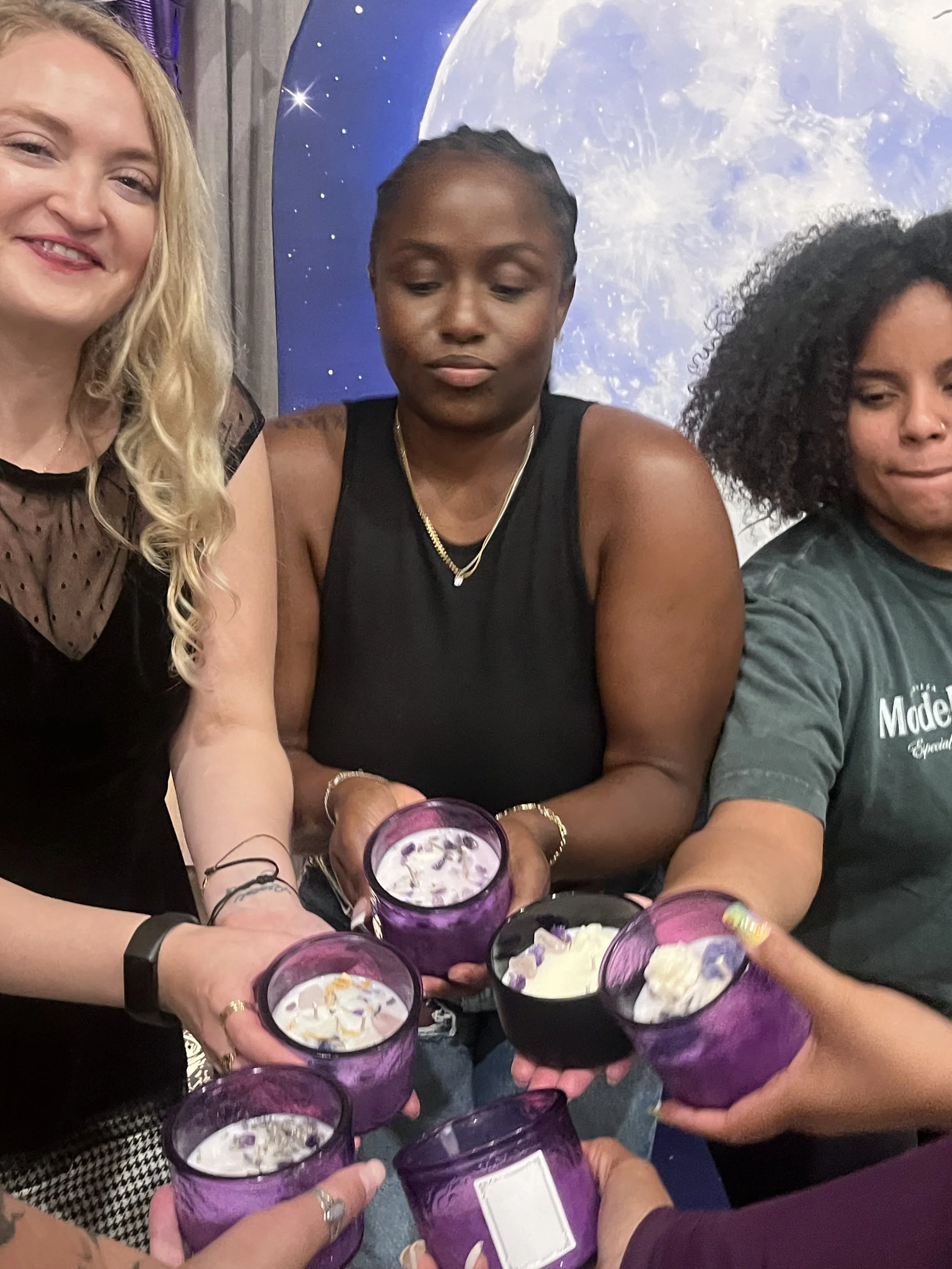 group teams making candles
