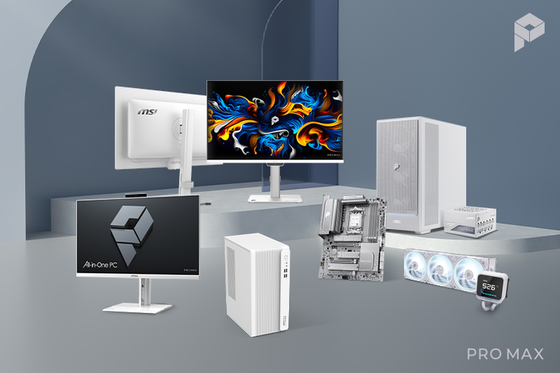 MSI Expands PRO Max Into A Full White Ecosystem With PureBlack QD OLED Monitor, PRO MAX X870E A WiFi Motherboard, 1000PL PSU, White Chassis, And A 360mm AIO