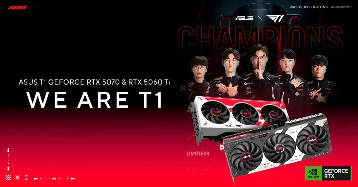 ASUS Teams Up With T1 for Special Edition RTX 5070 and RTX 5060 Ti Graphics Cards Built for Esports Fans
