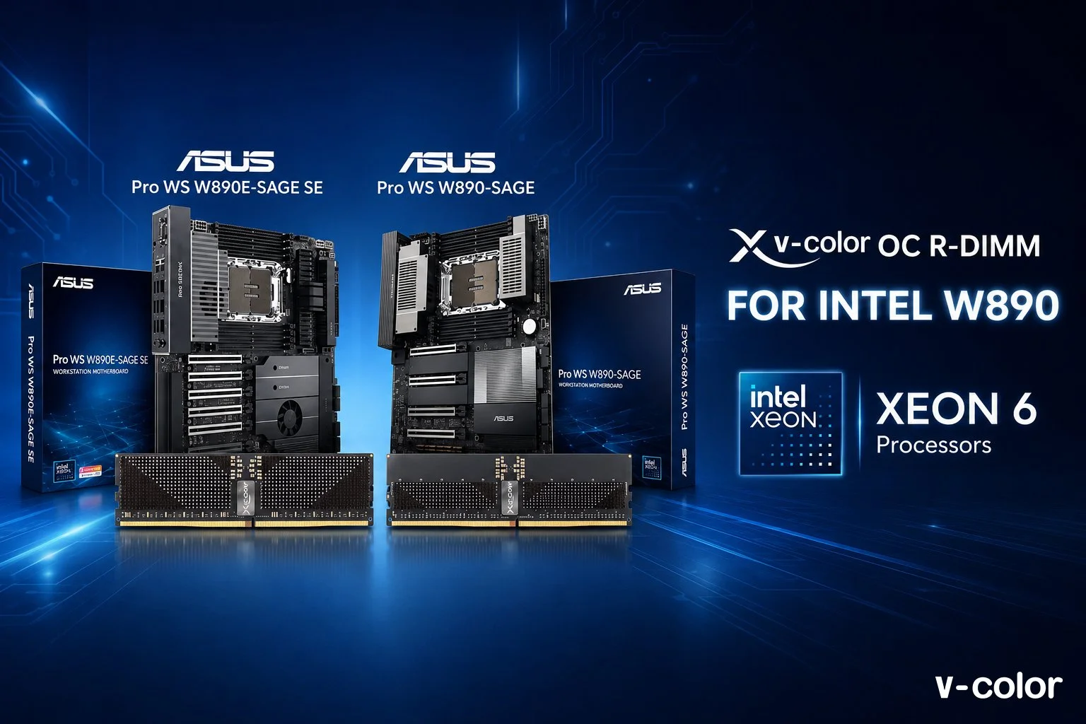 V-COLOR Launches Gen5 JEDEC 8000MT/s 1.1V OC RDIMM and Reaches World First 9600MT/s on Intel W890 With ASUS Pro WS W890E SAGE SE