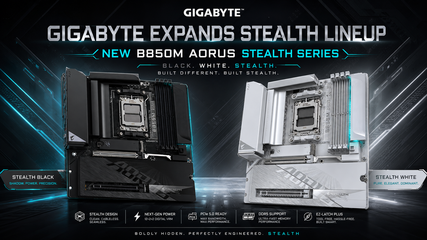 GIGABYTE Quietly Launches B850M AORUS Stealth in Black and White