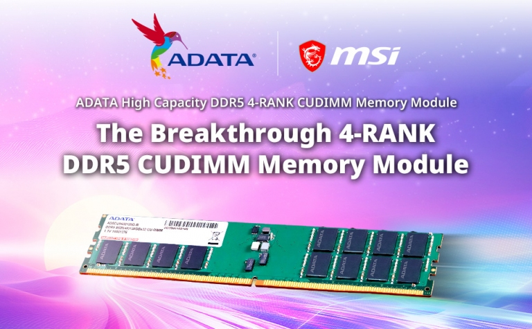 ADATA and MSI Collaborate to Launch 4 Rank DDR5 Memory Modules, Enabling Up to 256 GB on 2 DIMM Platforms