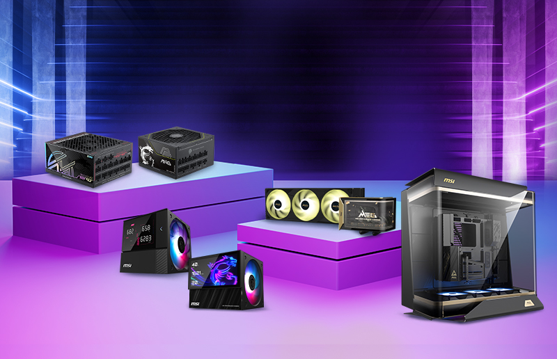 MSI Expands CES 2026 PC Hardware Push With GPU Safeguard Plus PSUs, OLED and LCD CPU Coolers, and the MEG MAESTRO 900R Panoramic Case