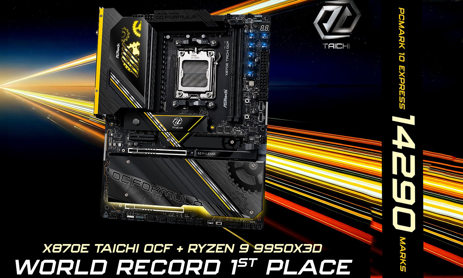 AMD Ryzen 9 9950X3D Sets New PCMark 10 Express World Record on ASRock X870E Taichi OCF