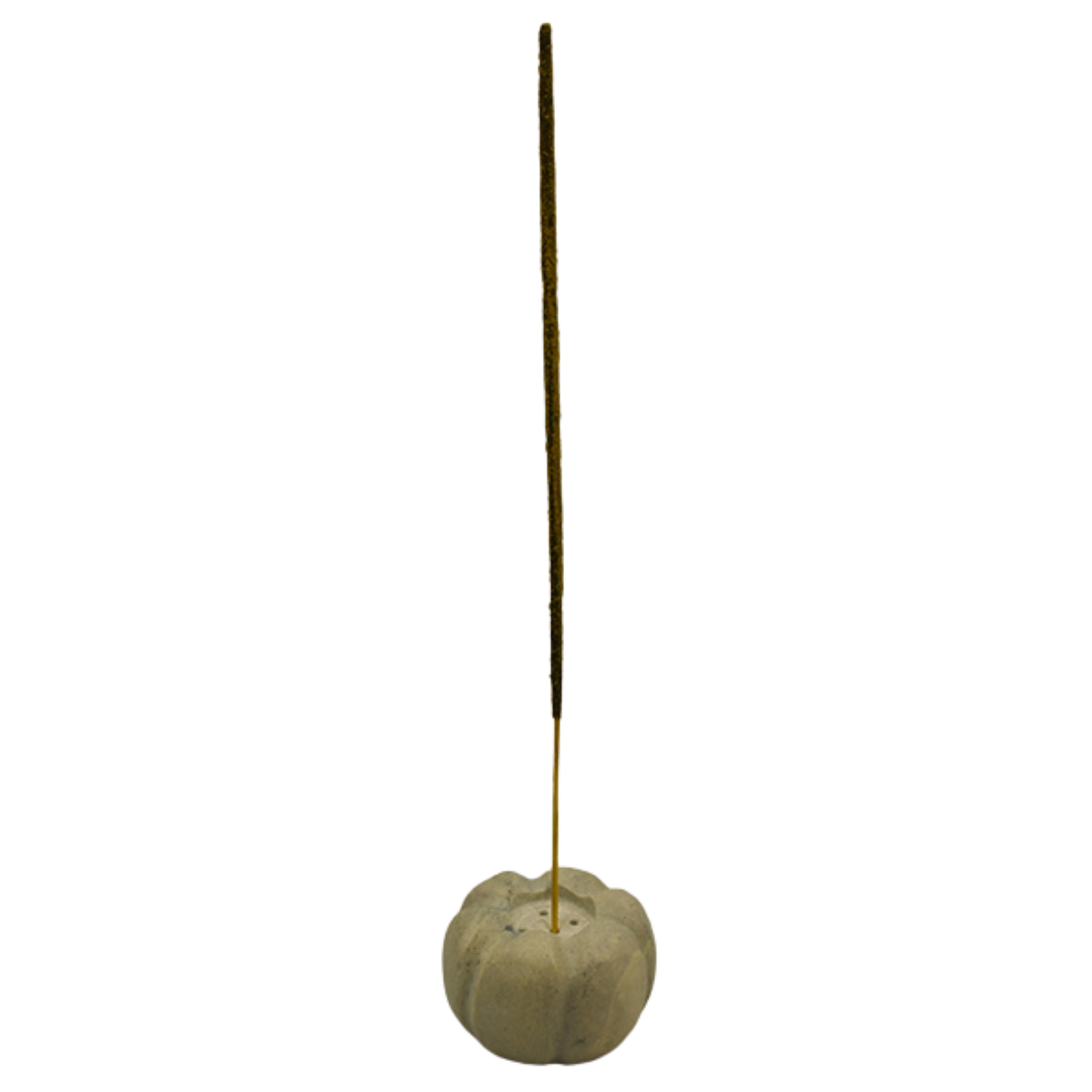 Circular wood and soapstone lotus flower incense holder