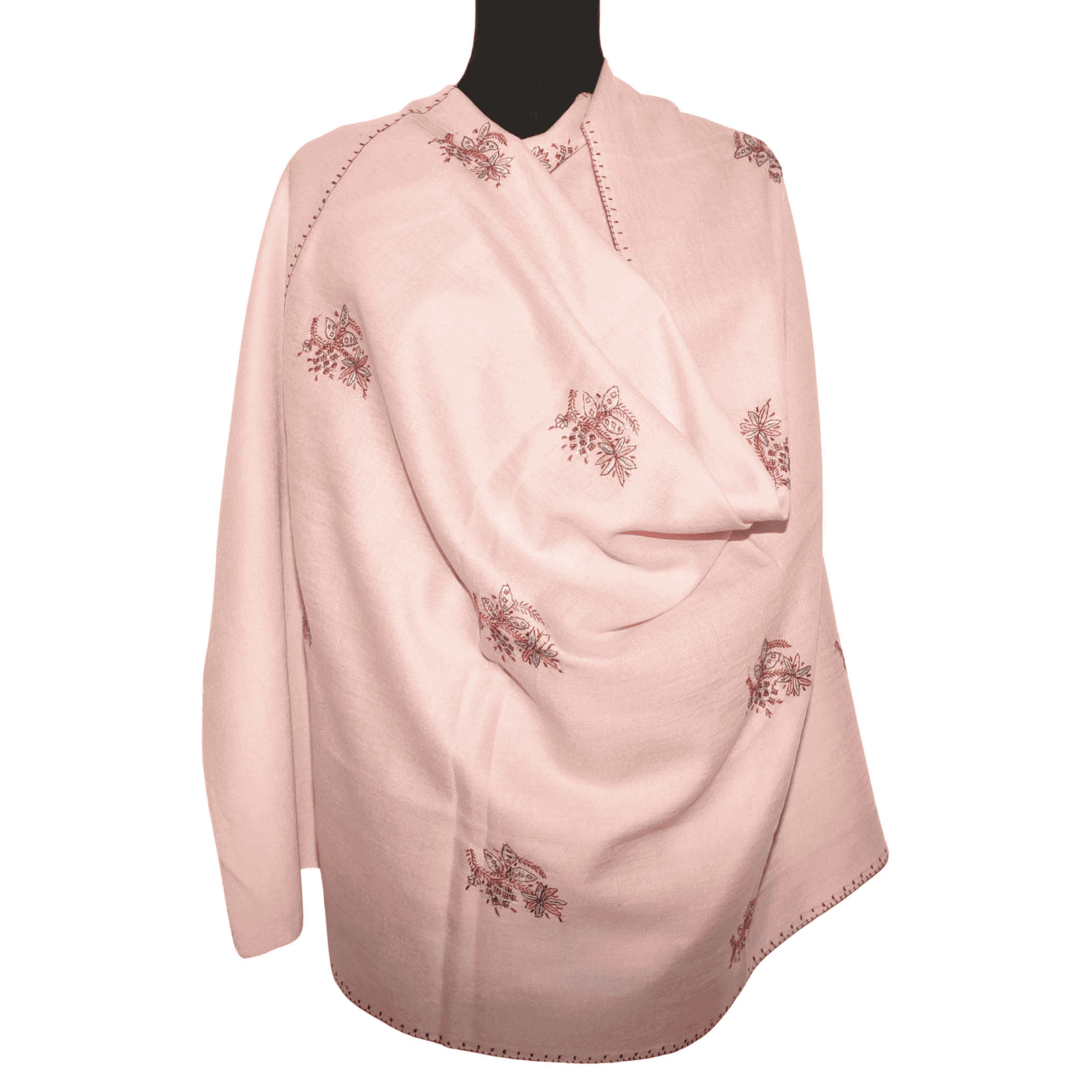 hand woven Kashmir wool stole in pink