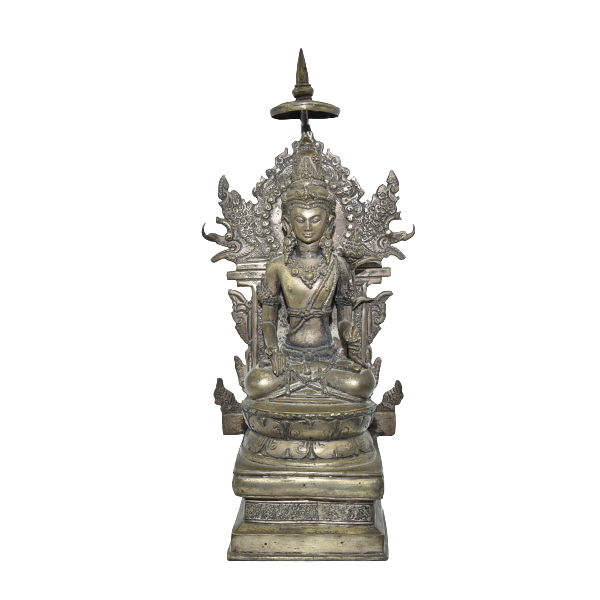 A brass cast statue of Chenrezig (Avalokiteshvara) the Bodhisattva of infinite compassion