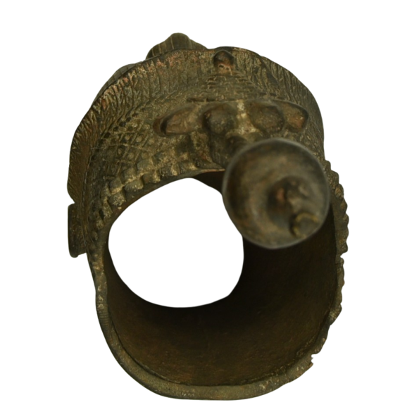 Detailed bronze sculpture of a woman's head with a crown, depicting an Ife Queen from Benin's rich cultural heritage.