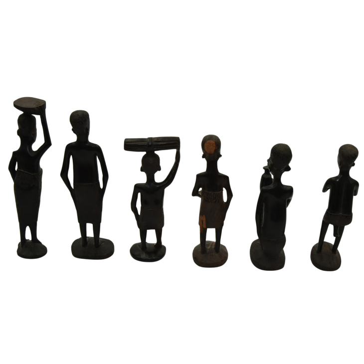 Six Besmo Maasai ebony Figures facing north.png