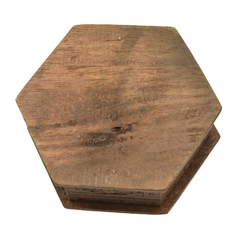 Hexagonal hand carved hinged trinket box
