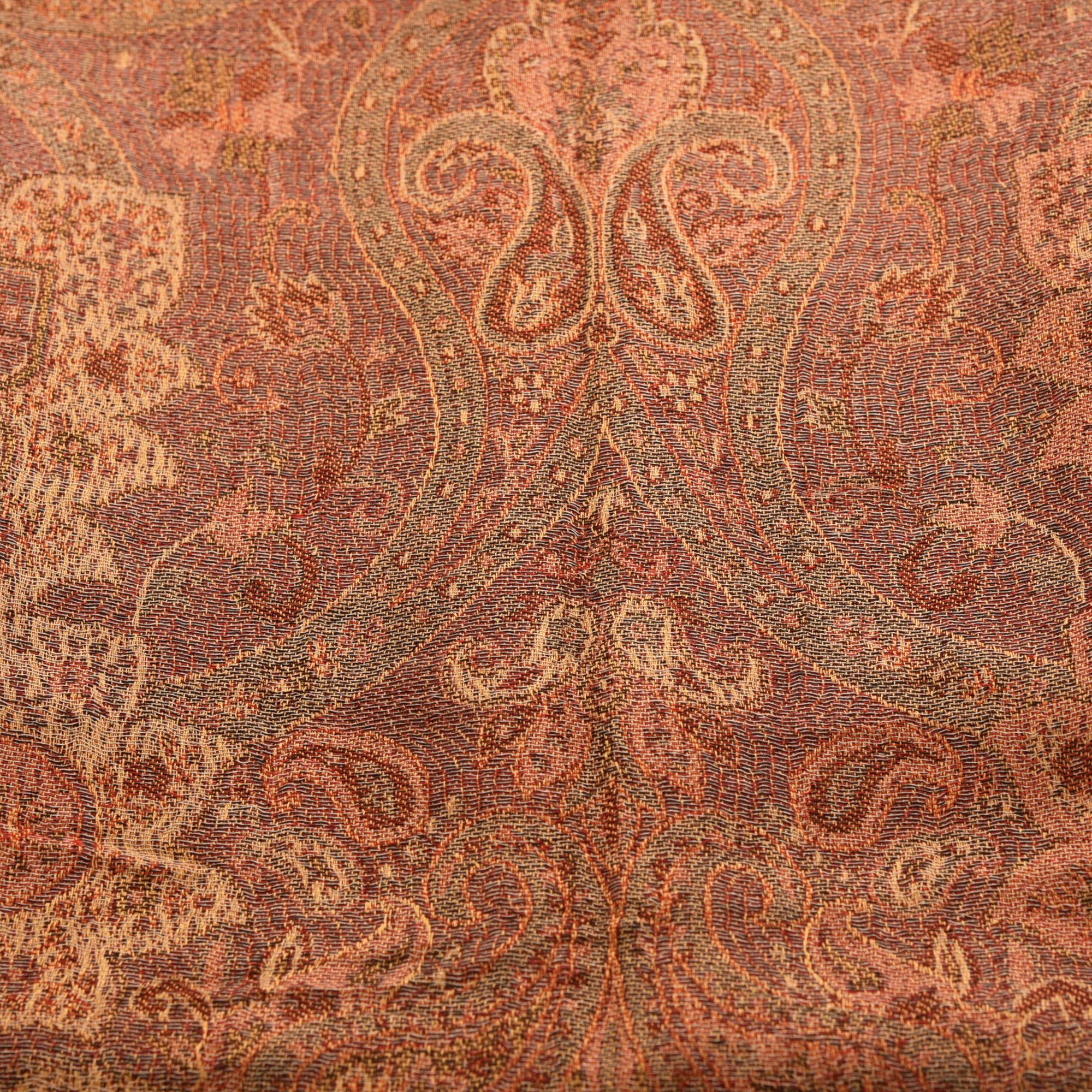 Varanasi hand woven cotton and silk mix shawl multi coloured paisley design