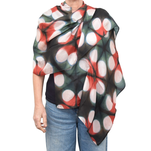 Naturally Dyed Mulberry Silk Shibori Stole/Scarf, Handmade in Kerala, Choice of 6 Designs