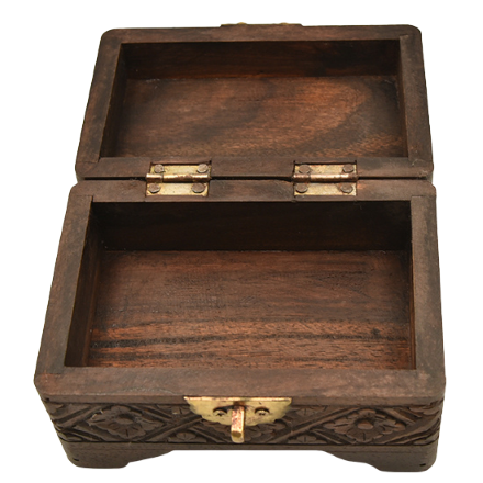 Wooden box hand crafted in India with diamond flower