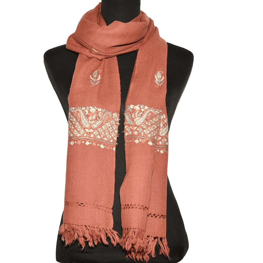 Hand woven Kashmiri pure wool stole in light plum