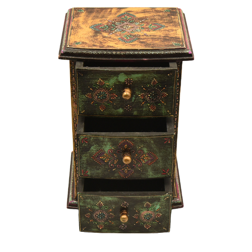 Hand painted three drawer Rajasthan chest