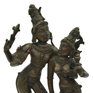 Shiva and Parvati bronze statue front view close up.png
