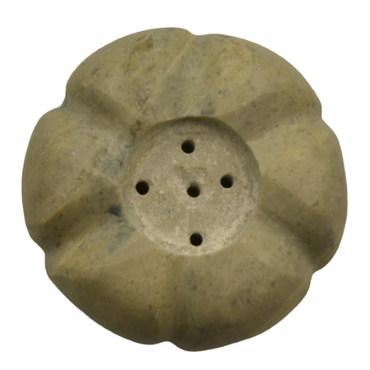 Circular wood and soapstone lotus flower incense holder