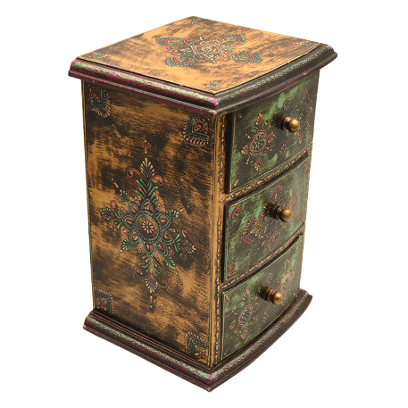 Hand painted three drawer Rajasthan chest