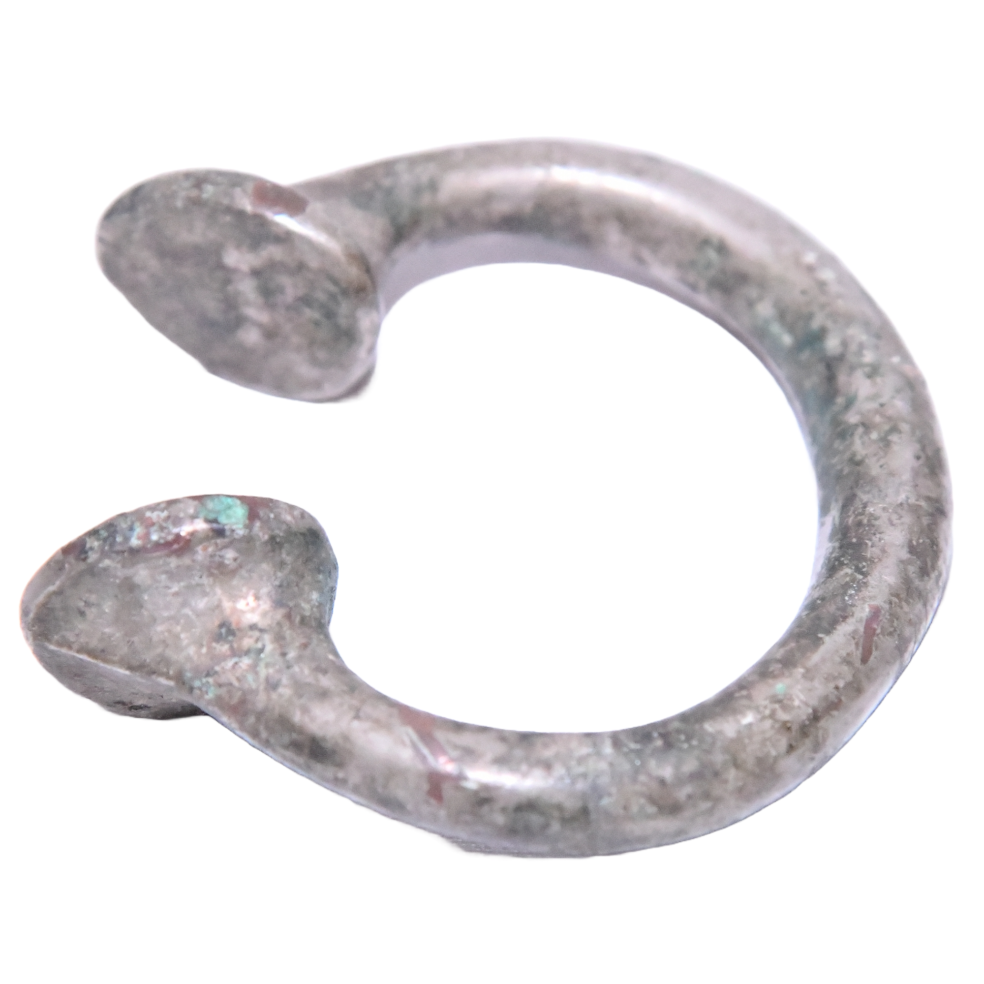 West African Manila bracelet, mid-to-late 19th century. Circular in shape, crafted from mixed alloy metal