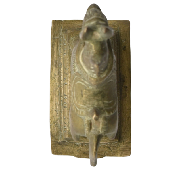 Handmade antique bronze horse statue from South India, Karnataka. Traditional Indian metal handicraft.