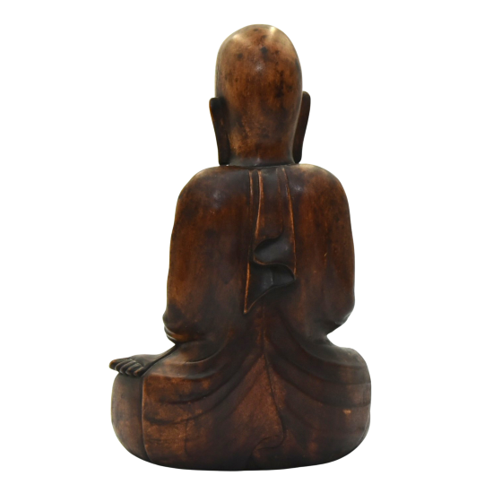 Seated wooden buddha back view.png