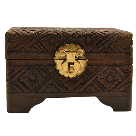 Wooden box hand crafted in India with diamond flower