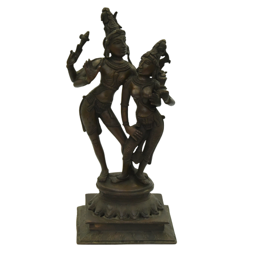 Shiva and Parvati bronze statue front view.png