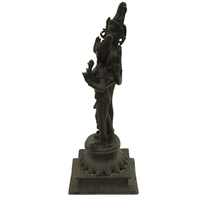 Shiva and Parvati bronze statue front view facing left.png