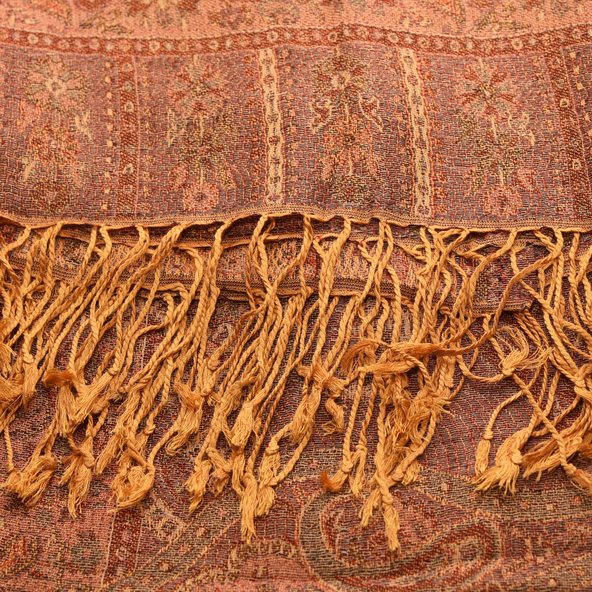 Varanasi hand woven cotton and silk mix shawl multi coloured paisley design