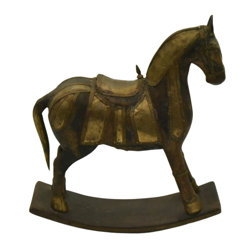 Rajasthani hand carved wooden Marwari horse east facing.png