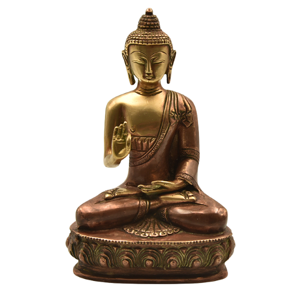 Brass Buddha statue in the Abhaya mudra