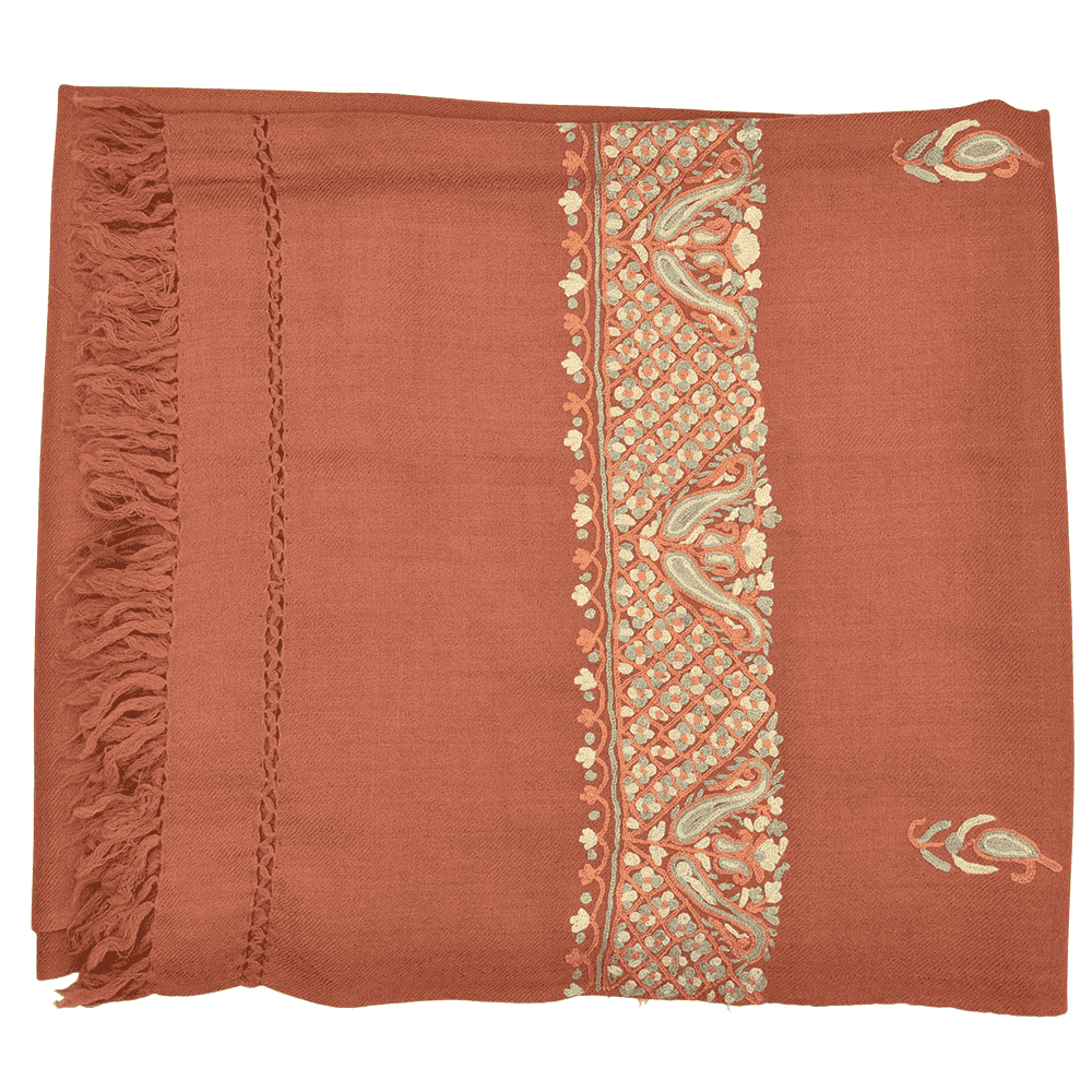 Hand woven Kashmiri pure wool stole in light plum