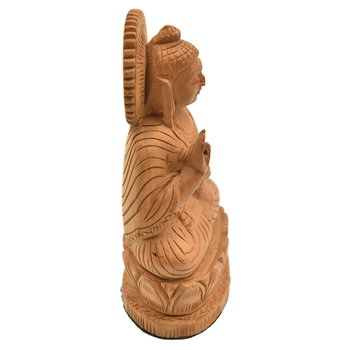 Wooden sitting medicine Buddha carving