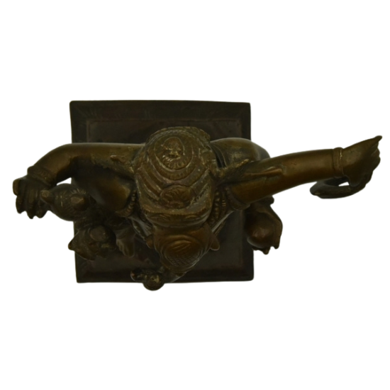 Antique bronze Ganesh statue dancing top view.png