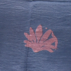 arayana organic hand dyed, handwoven silk stole  in blue with natural coloured pattern back view close up.png