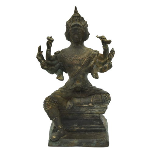 Front view of a antique bronze statue of Brahma.png