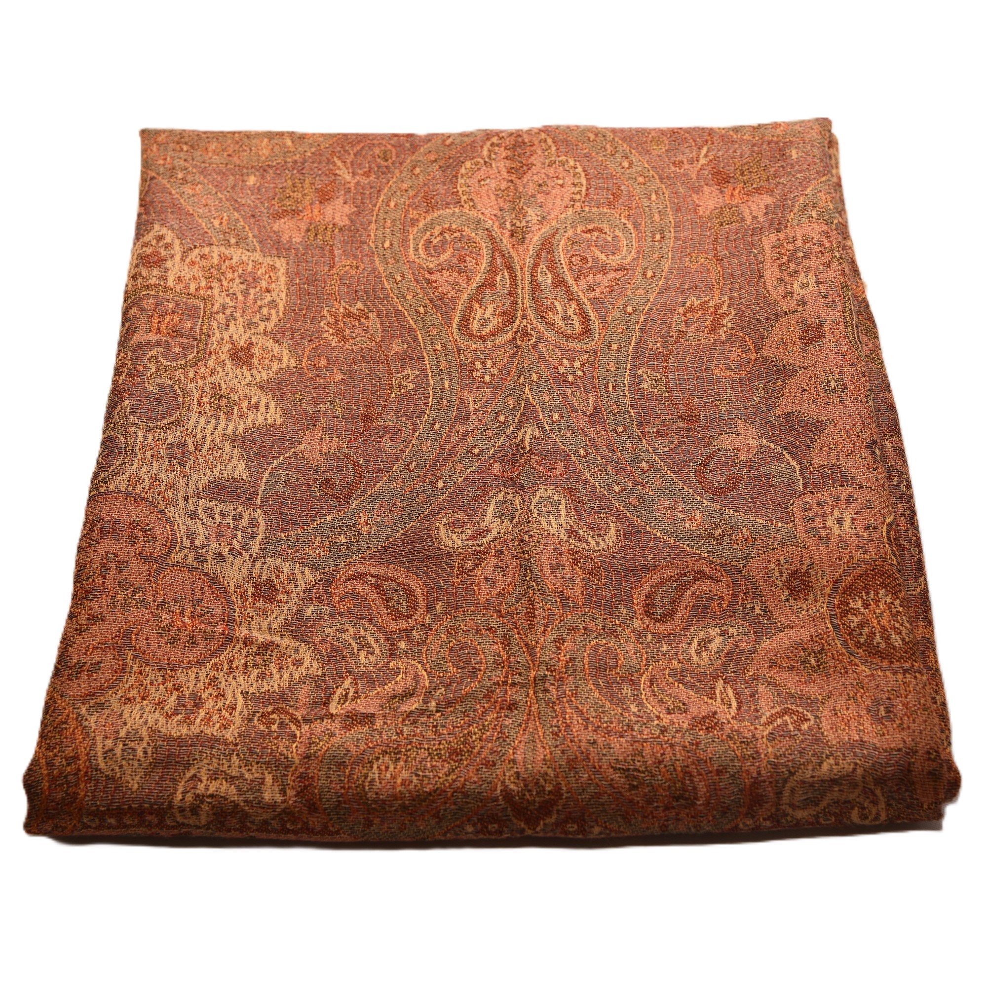 Varanasi hand woven cotton and silk mix shawl multi coloured paisley design
