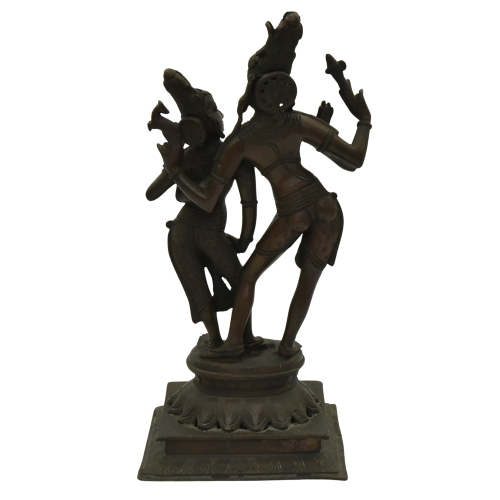 Shiva and Parvati bronze statue back view.png