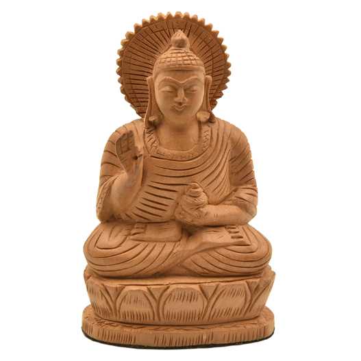 Wooden sitting medicine Buddha carving