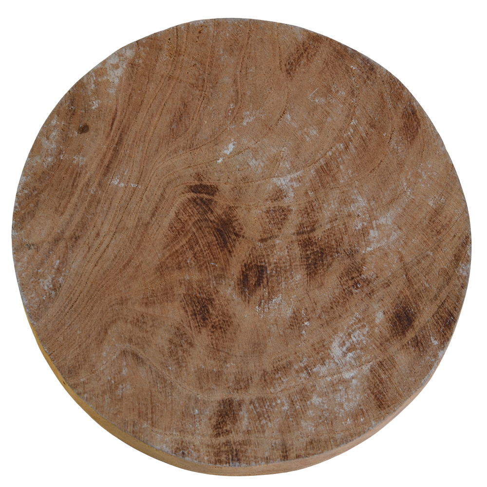 Large, hand-carved Indian wooden printing block with a detailed mandala design