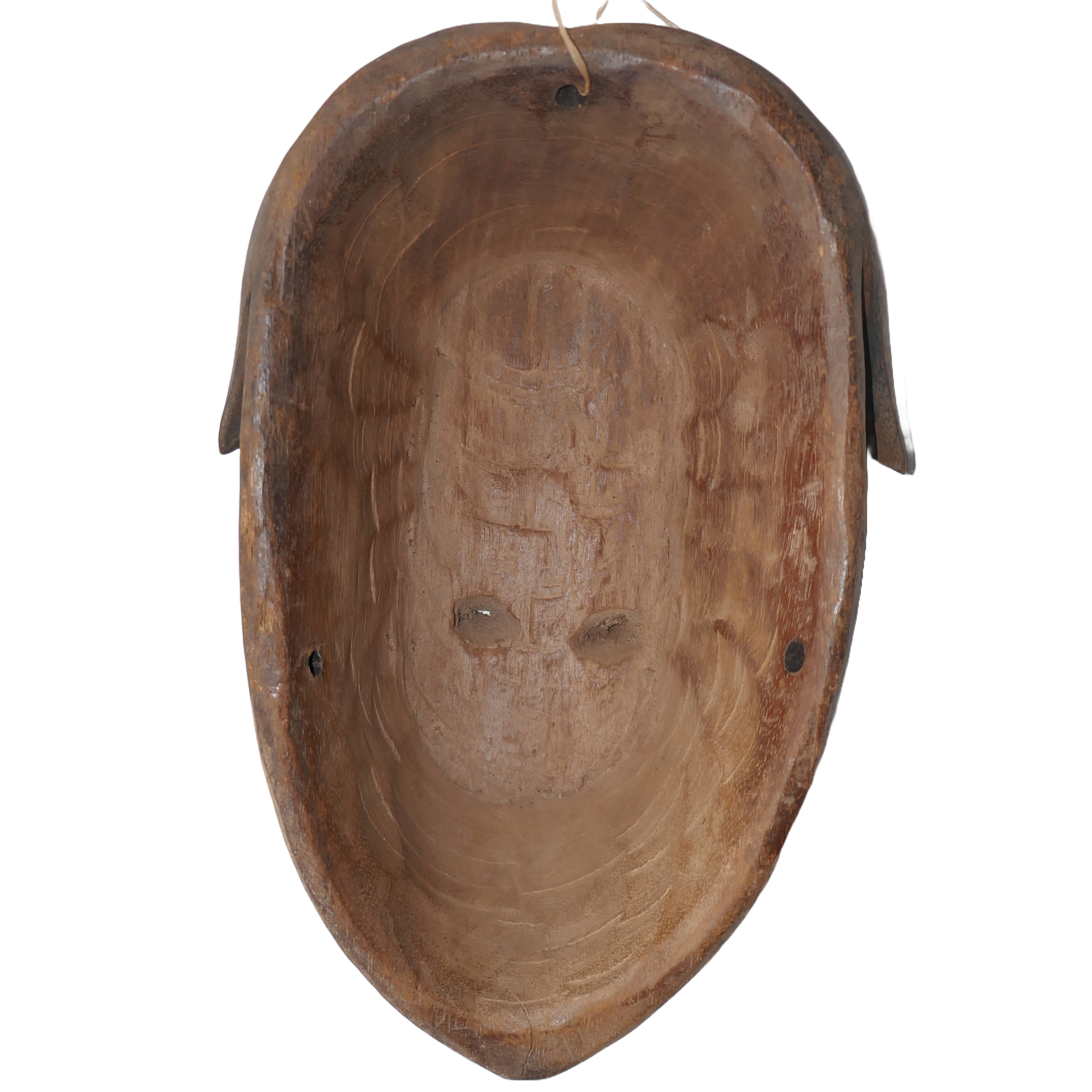 Early to mid-20th century Tsogo bird mask from Gabon, Central Africa. It's a wooden mask with a bird-like shape and intricate carvings.