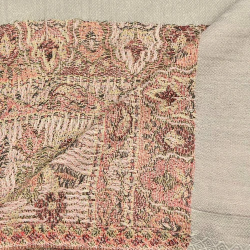Hand woven Kashmir wool stole in Cream with a paisley panel at each end panel