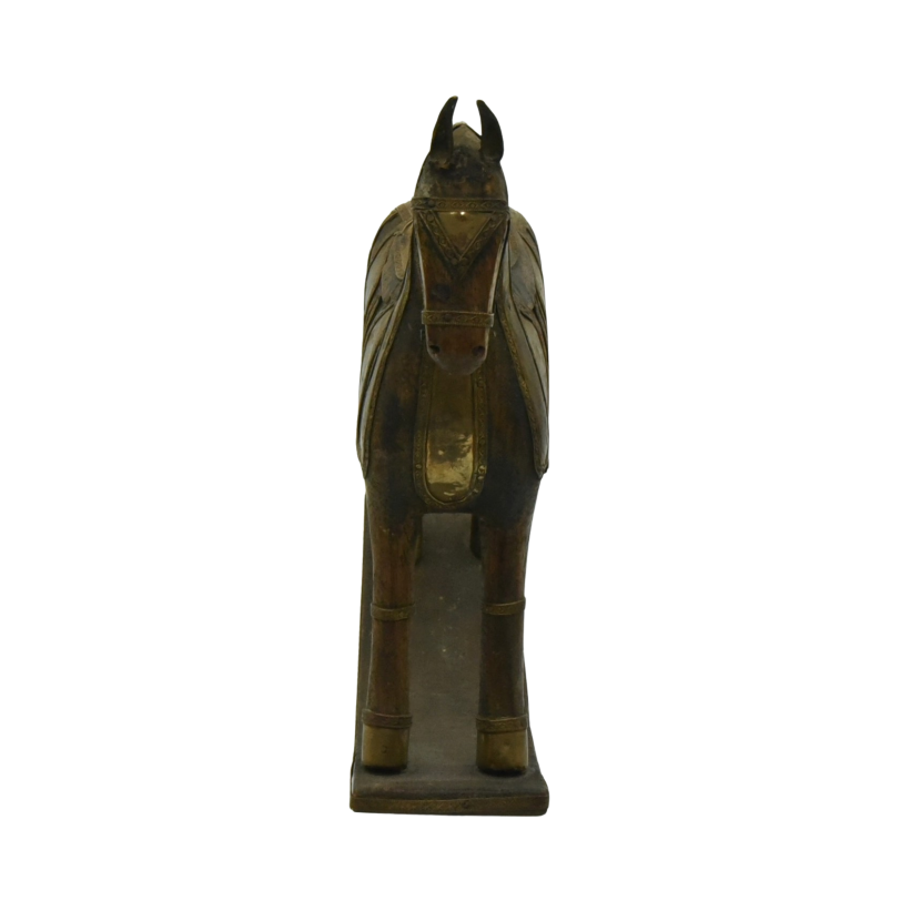 Rajasthani hand carved wooden Marwari horse southt facing.png