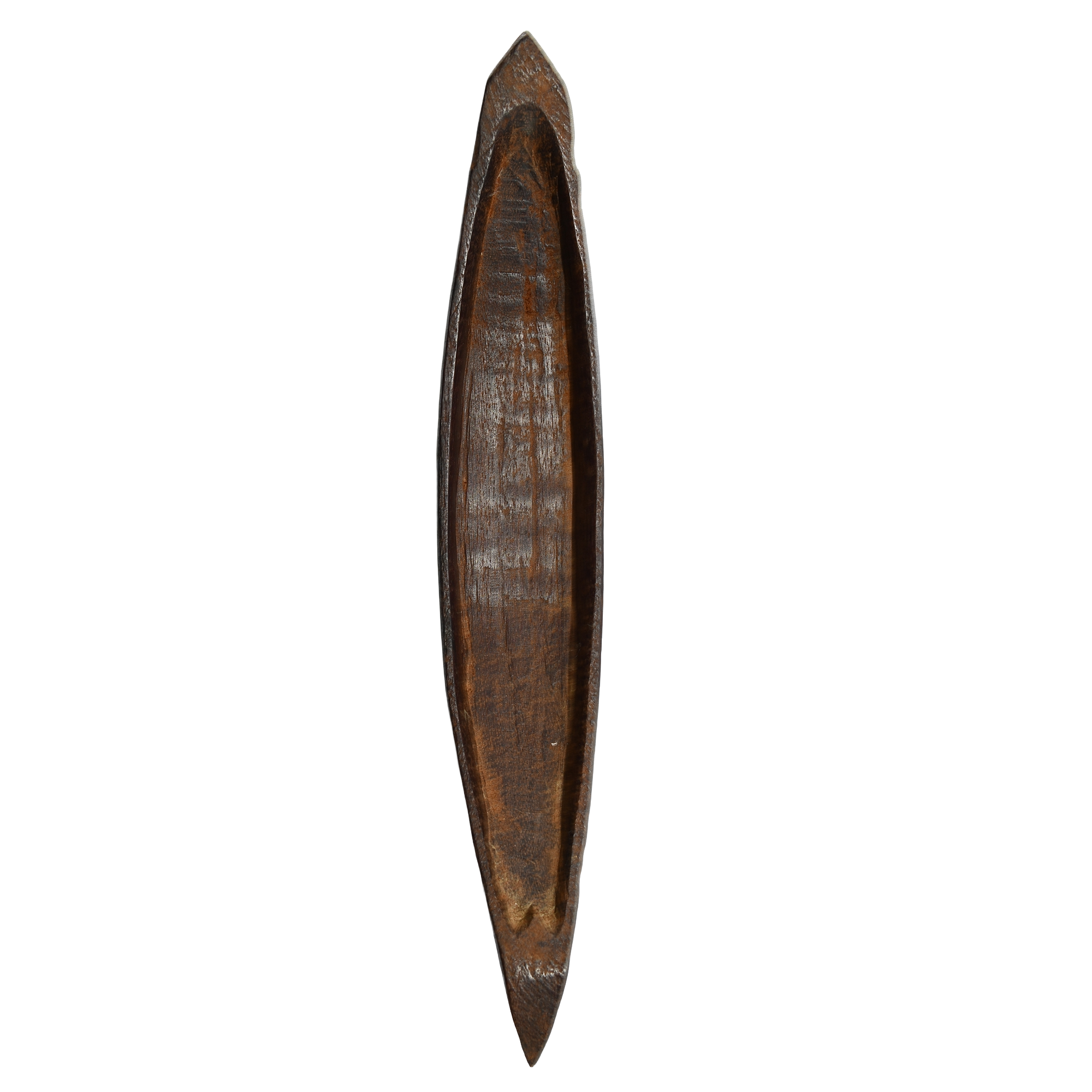antique, hand-carved wooden model canoe from Sierra Leone