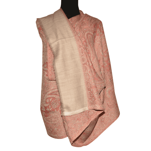 Handloom Kashmiri stoles made from 100% pure wool tan paisley.png