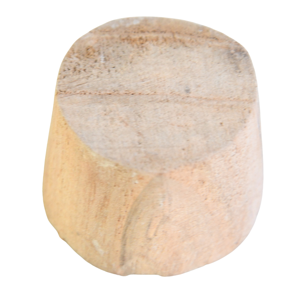 Small hand-carved Indian wooden printing block with the sacred 'Om' symbol.