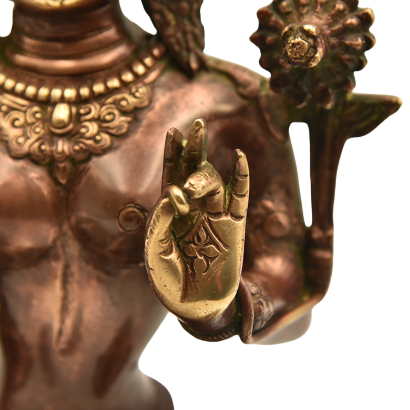 Hand-cast brass Nepalese Green Tara statue