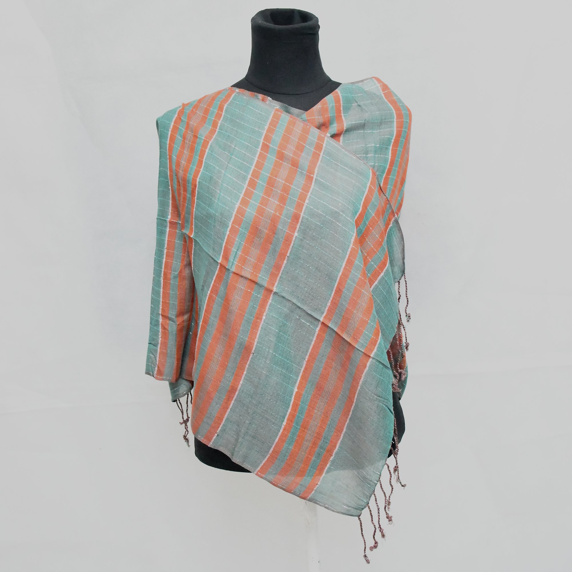 Traditional handwoven Nepalese cotton scarves with tassels, reflecting the enduring weaving heritage of the Kathmandu Valley.