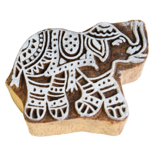 Indian printing block hand-carved design 4 elephant top view pattern.png