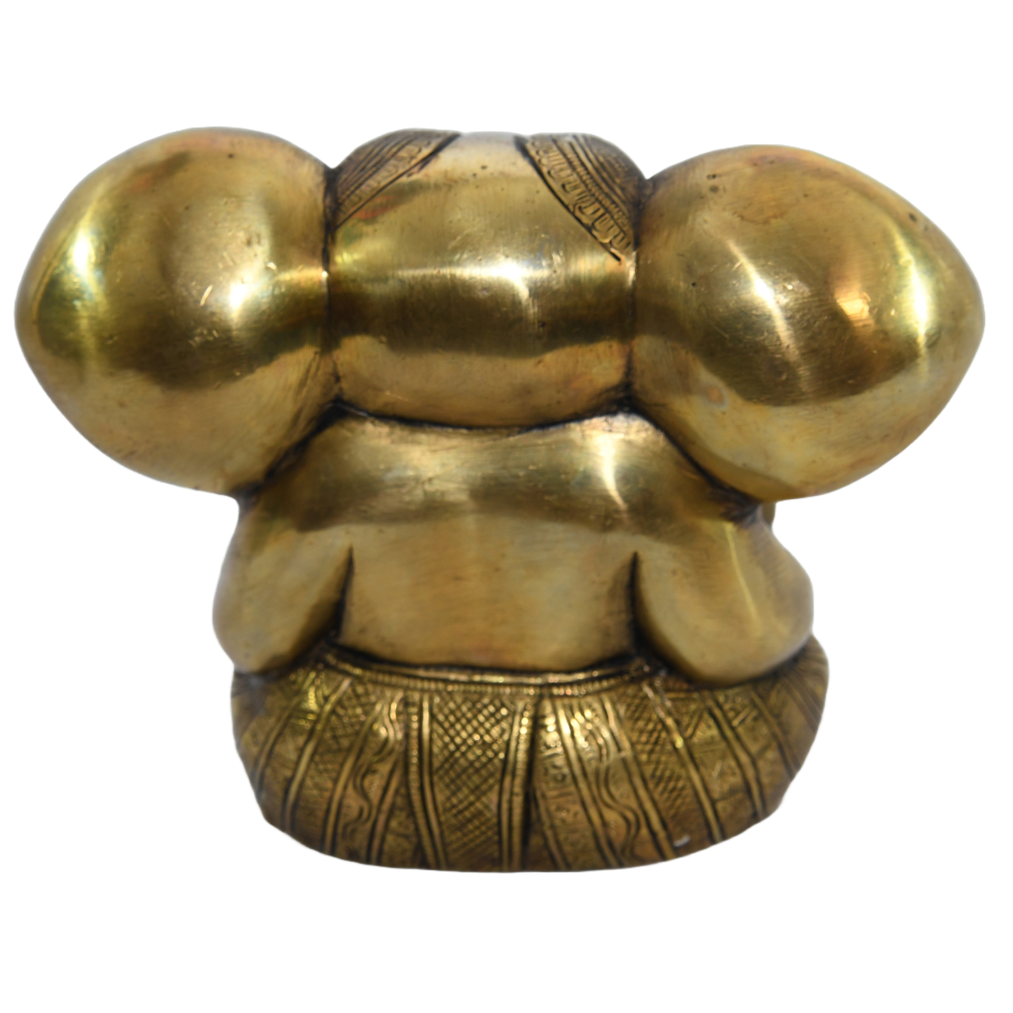Seated brass statue of Ganesha, the Hindu god of wisdom and new beginnings.